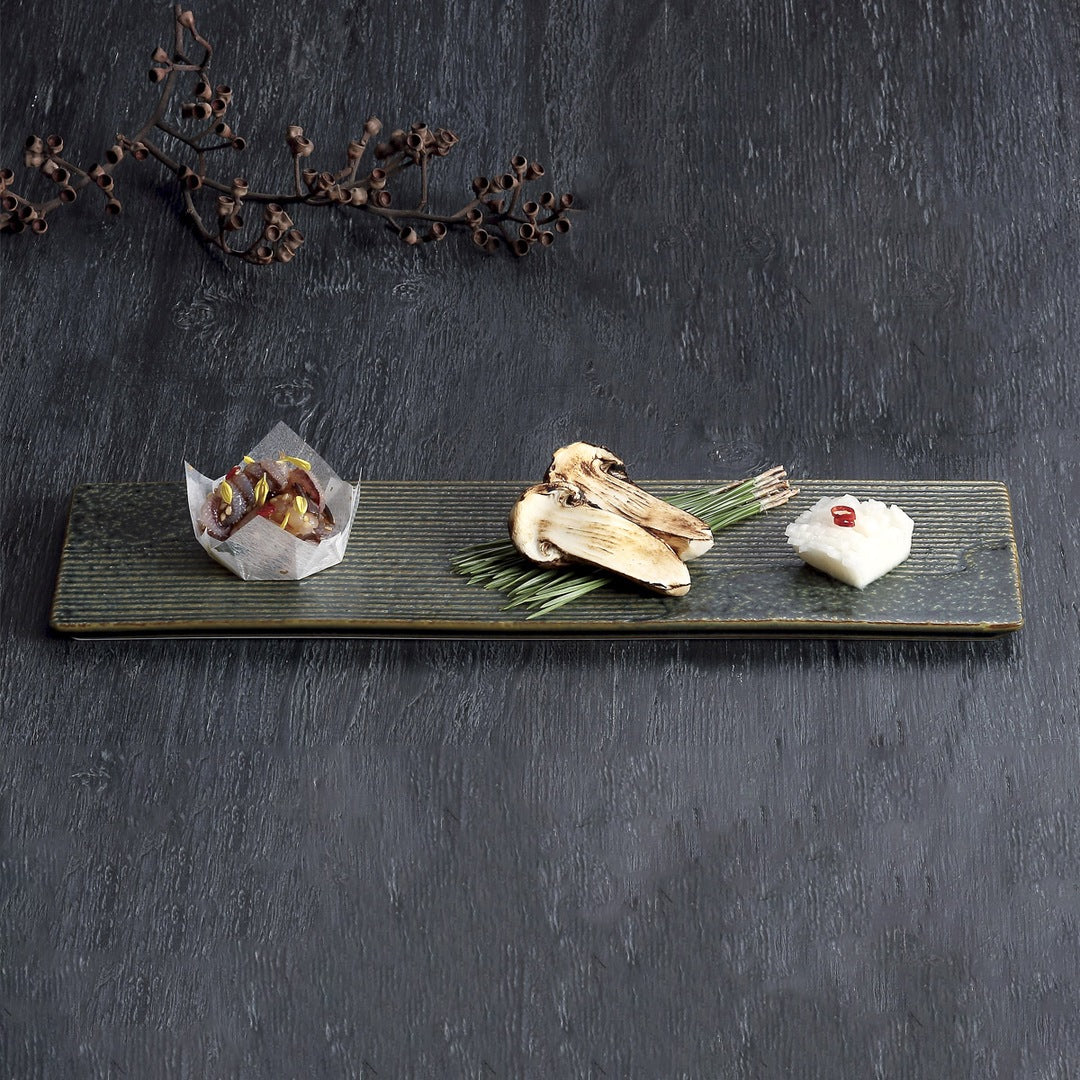 MINOYAKI “KARESANSUI” Rectangle Plate 34cm 00129 KDN013